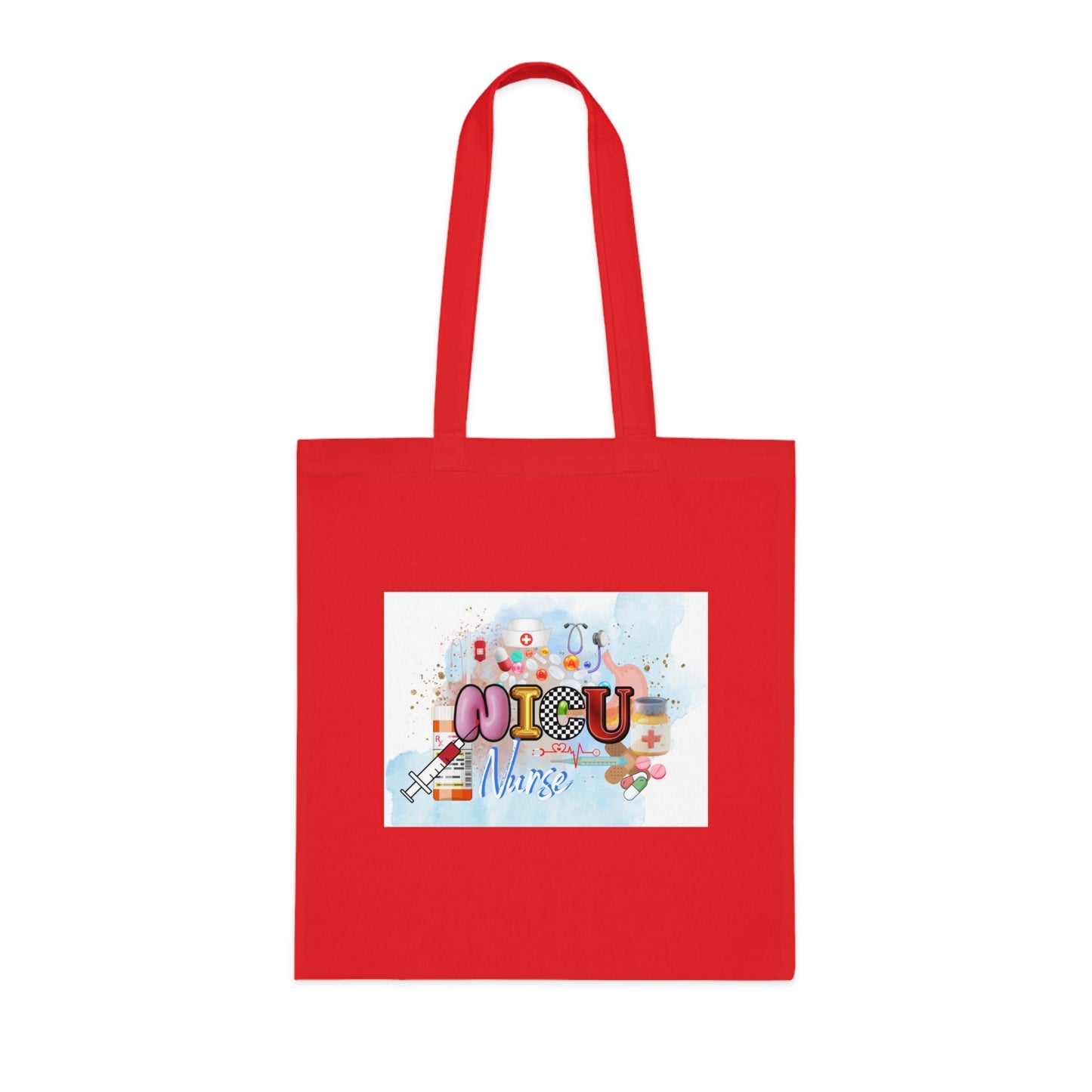 NICU Nurse Cotton Tote — Cute Neon Letters Baby Care Tote Bag for Healthcare Workers