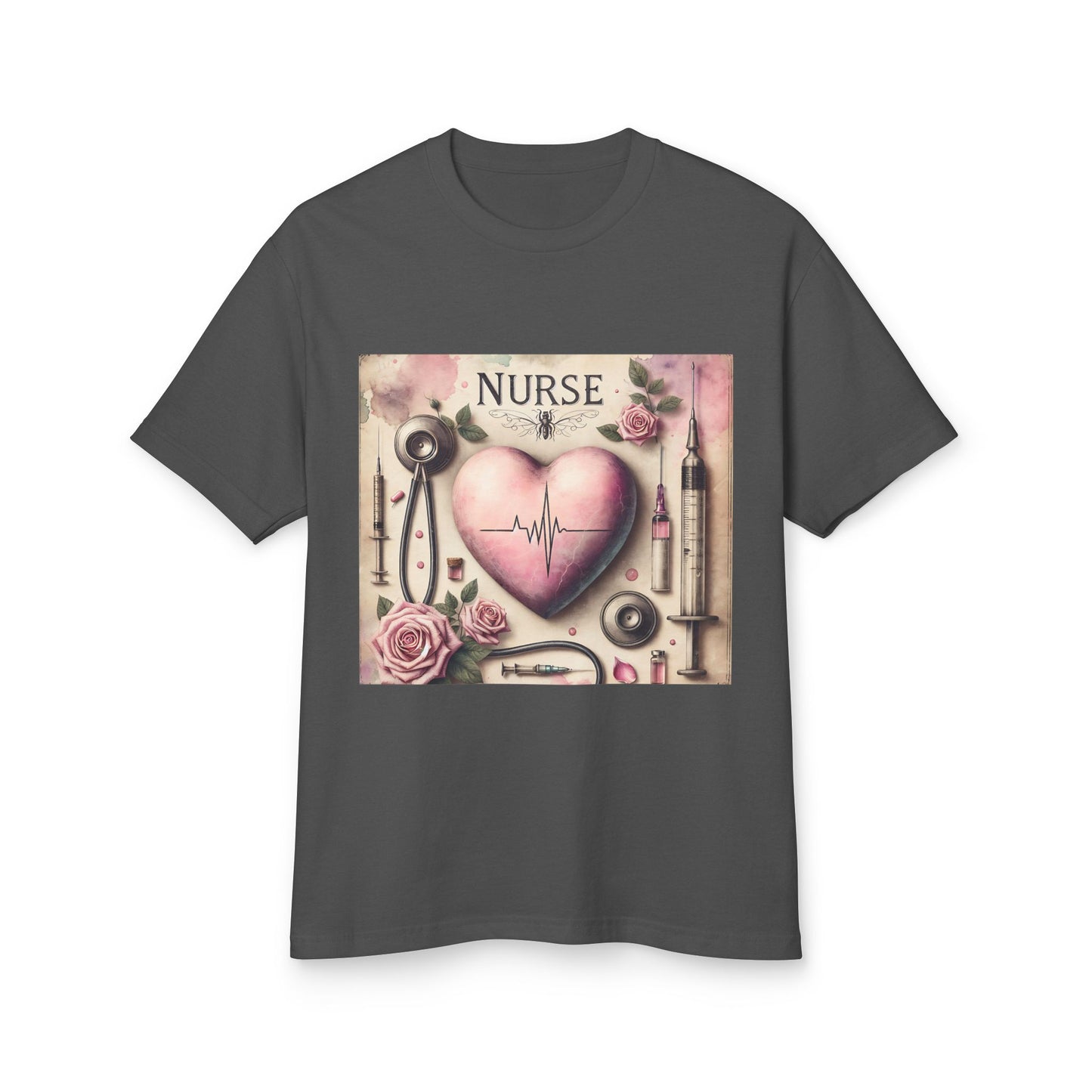 Nurse Heartbeat Graphic Tee — Romantic Medical Tools Design