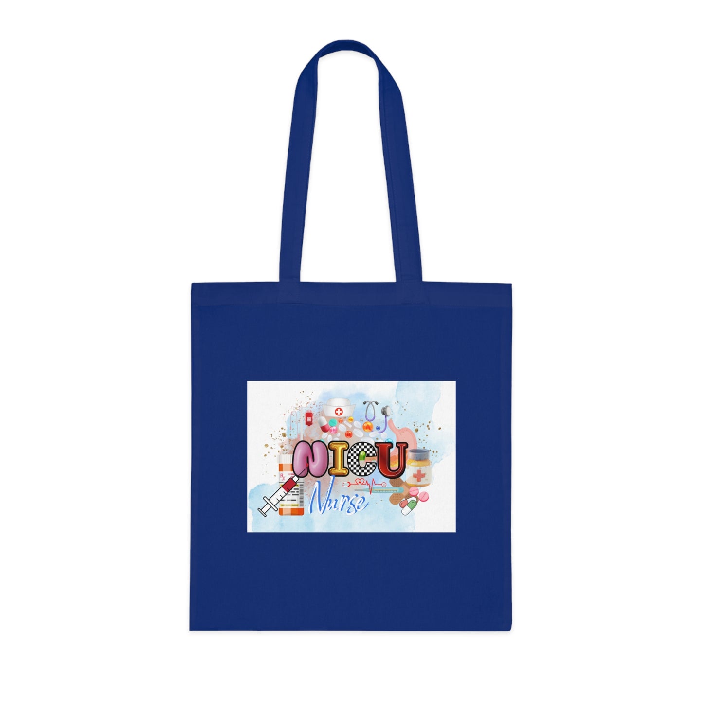NICU Nurse Cotton Tote — Cute Neon Letters Baby Care Tote Bag for Healthcare Workers
