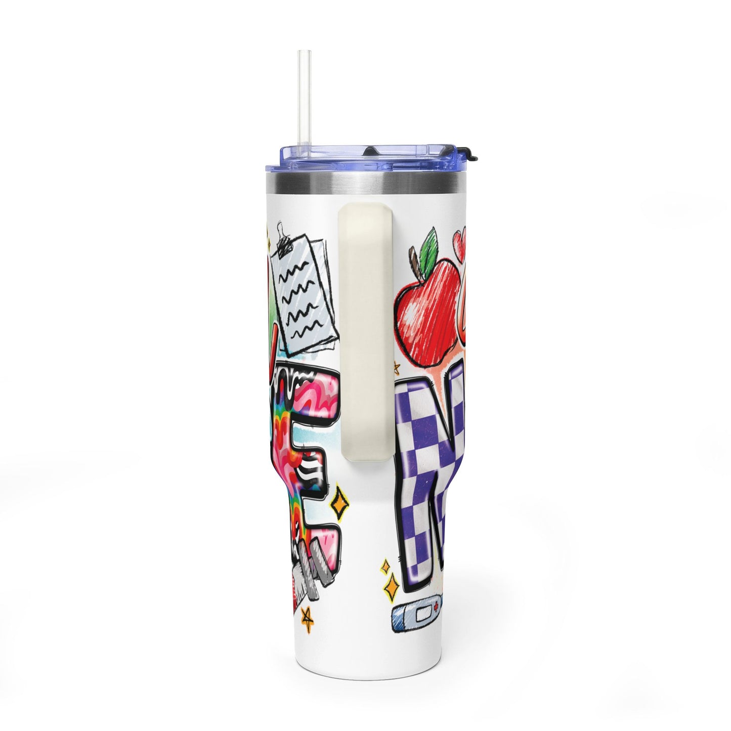 School Nurse 40oz Vacuum Tumbler – Insulated Travel Mug with Handle (School Nurse Design)