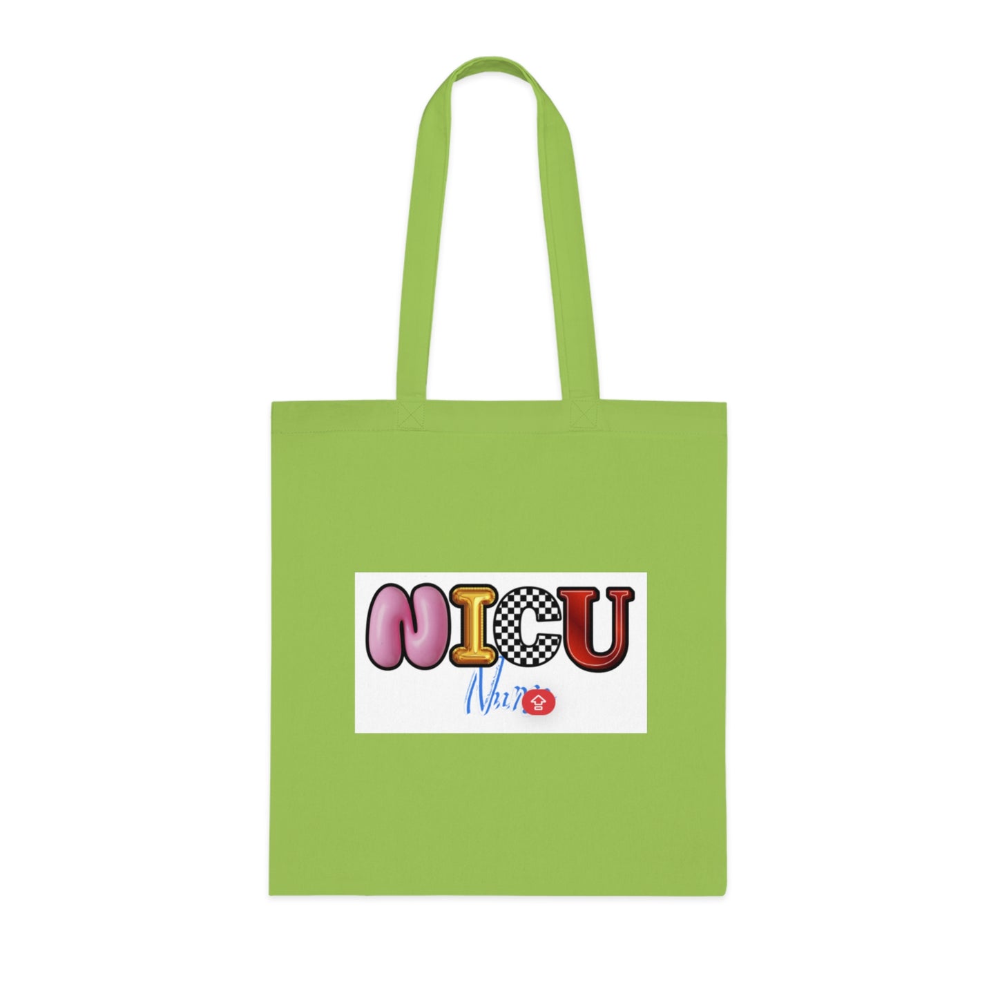 NICU Nurse Cotton Tote — Cute Neon Letters Baby Care Tote Bag for Healthcare Workers