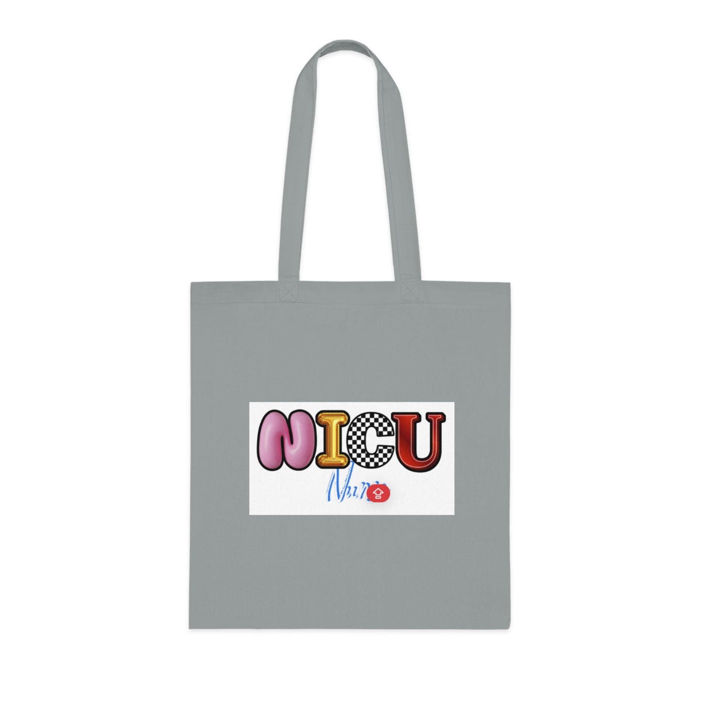 NICU Nurse Cotton Tote — Cute Neon Letters Baby Care Tote Bag for Healthcare Workers