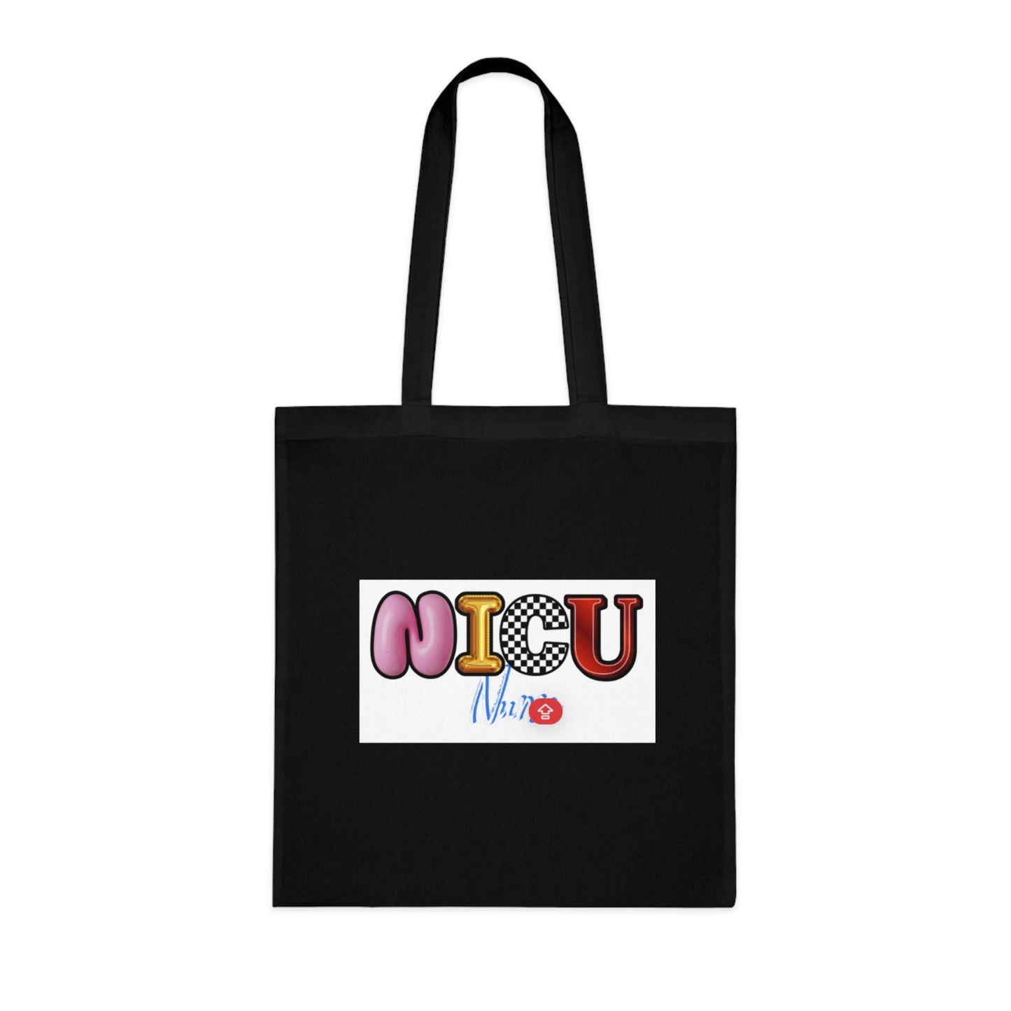 NICU Nurse Cotton Tote — Cute Neon Letters Baby Care Tote Bag for Healthcare Workers