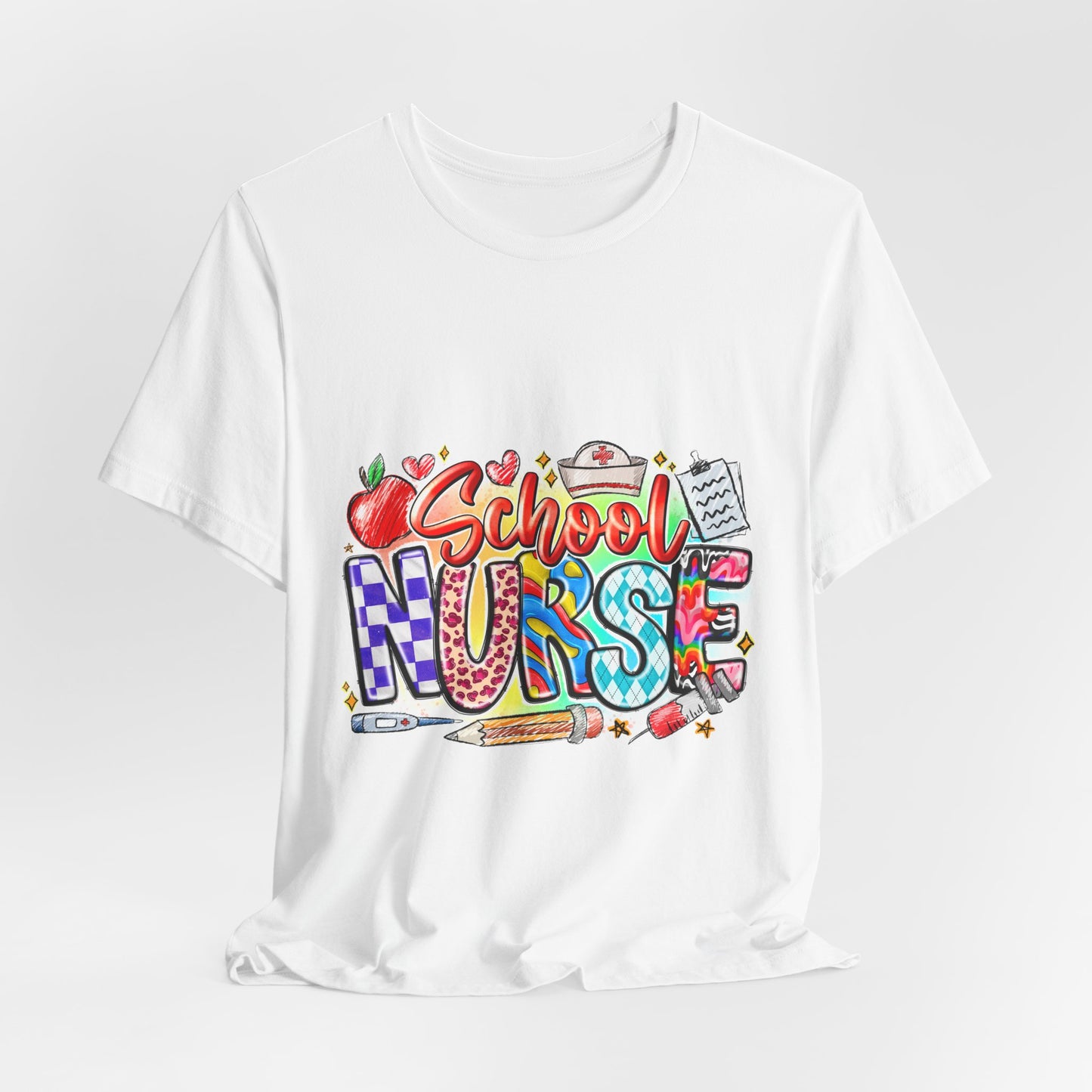 School Nurse T-Shirt – Colorful Cute School Nurse Graphic Tee (Back-to-School Gift)