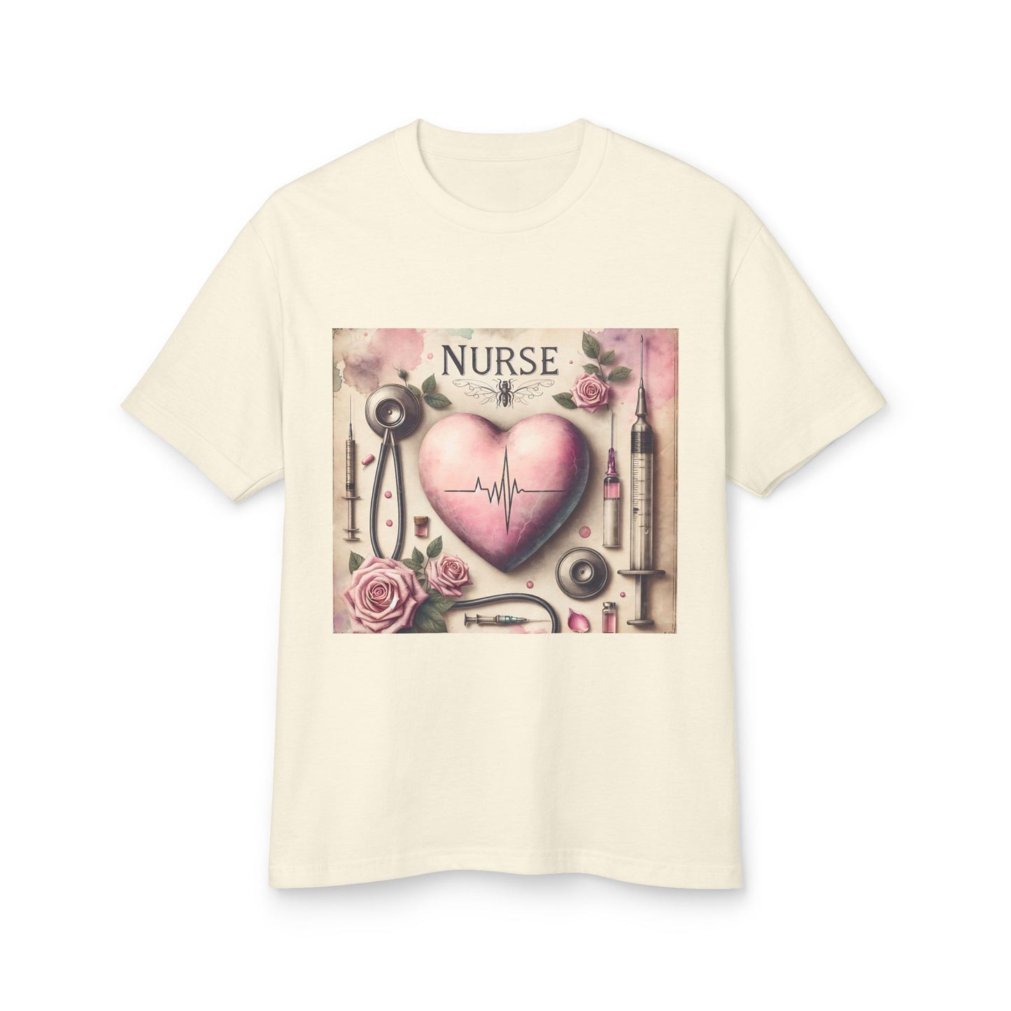 Nurse Heartbeat Graphic Tee — Romantic Medical Tools Design
