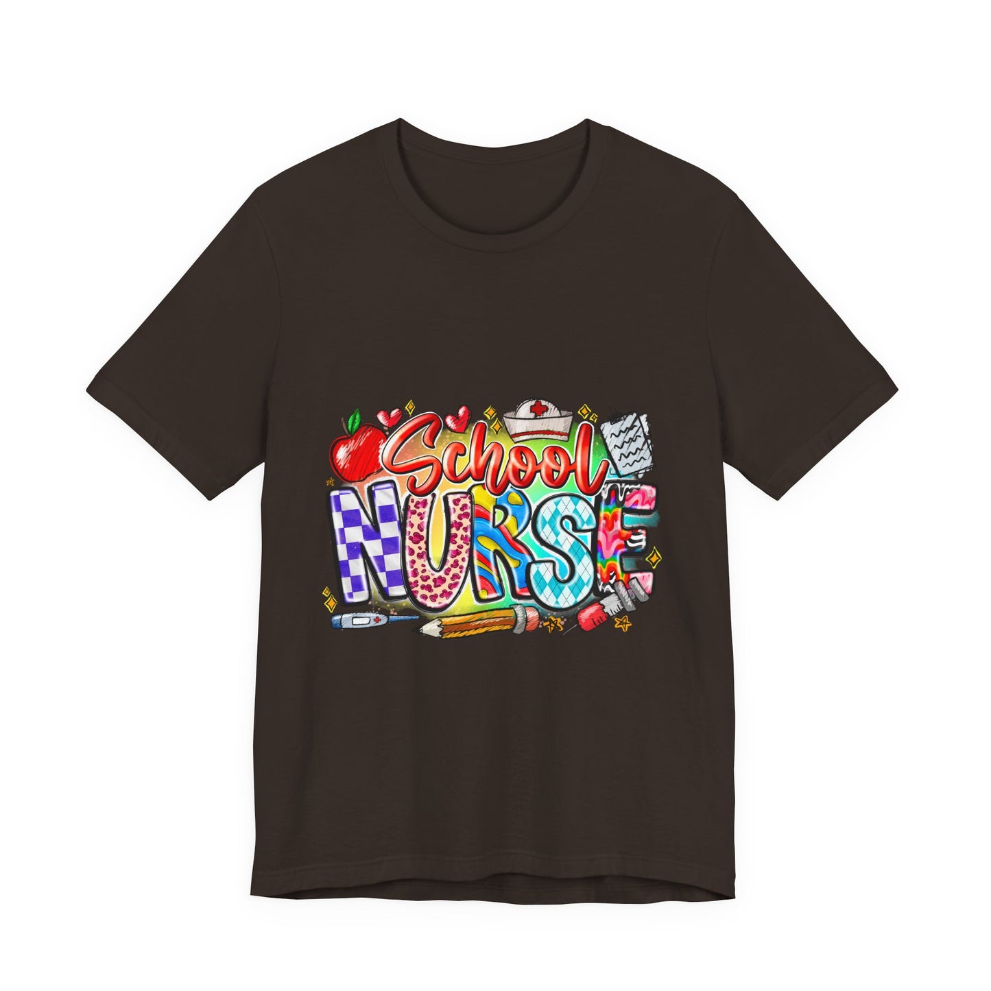 School Nurse T-Shirt – Colorful Cute School Nurse Graphic Tee (Back-to-School Gift)