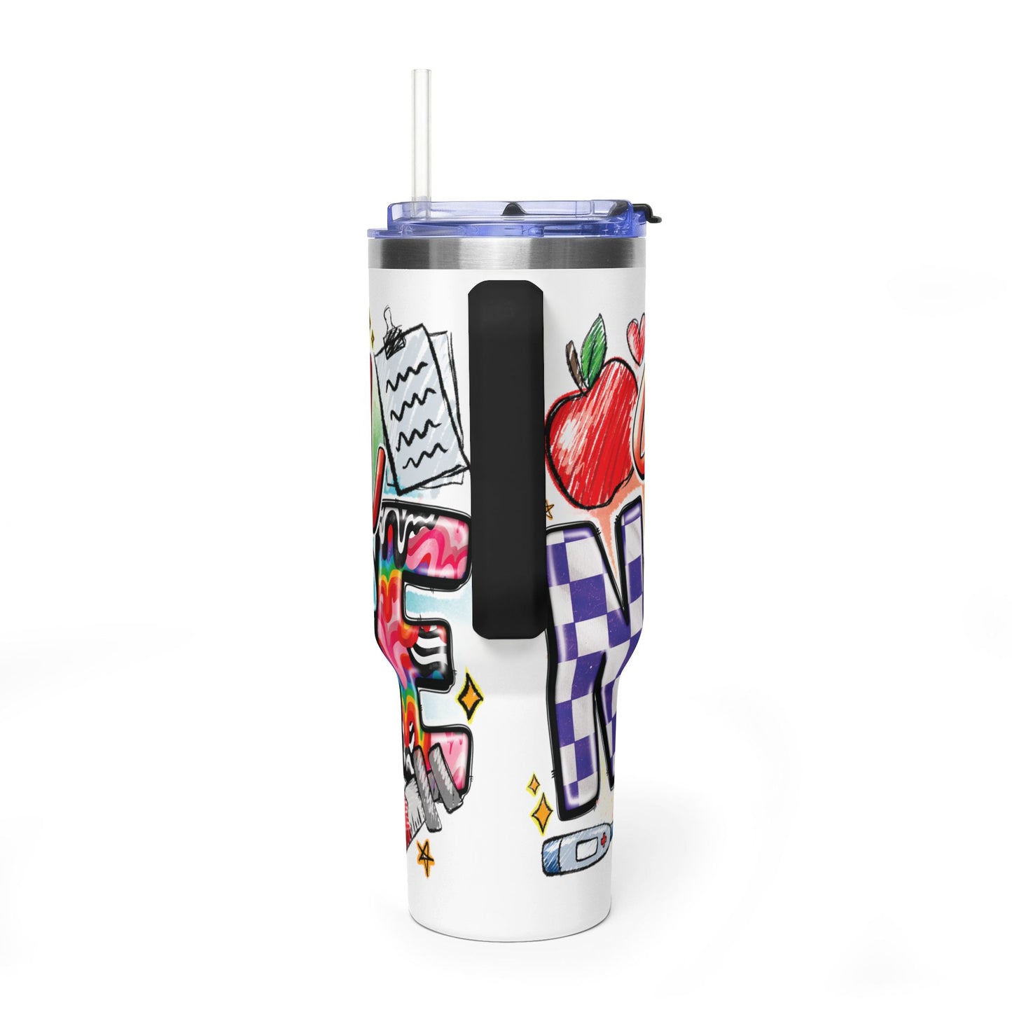 School Nurse 40oz Vacuum Tumbler – Insulated Travel Mug with Handle (School Nurse Design)