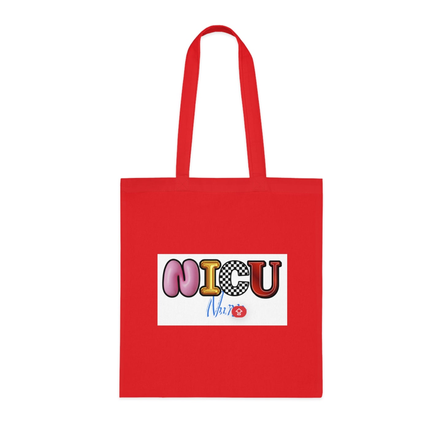 NICU Nurse Cotton Tote — Cute Neon Letters Baby Care Tote Bag for Healthcare Workers