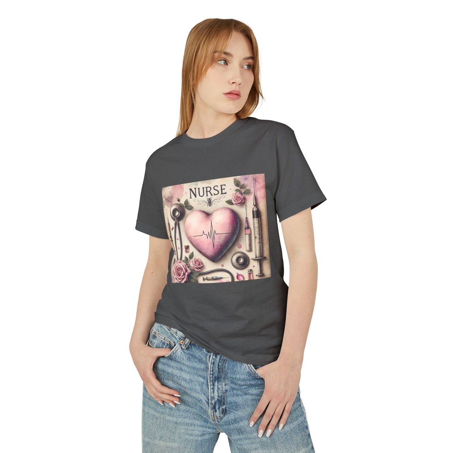 Nurse Heartbeat Graphic Tee — Romantic Medical Tools Design