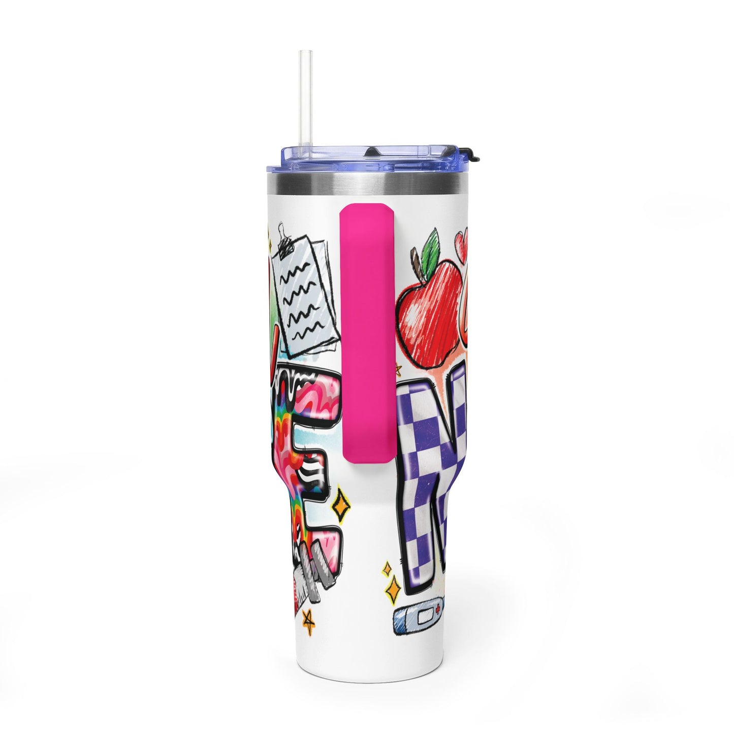School Nurse 40oz Vacuum Tumbler – Insulated Travel Mug with Handle (School Nurse Design)