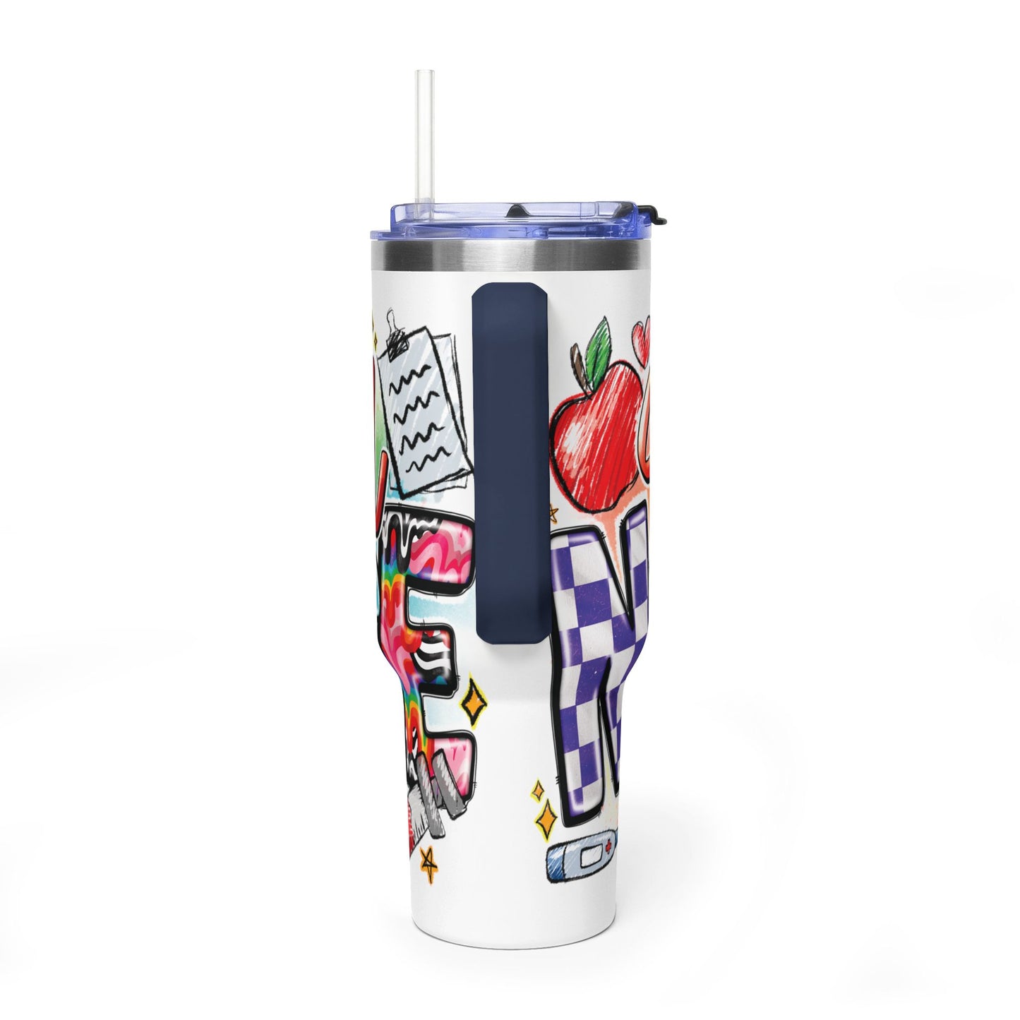School Nurse 40oz Vacuum Tumbler – Insulated Travel Mug with Handle (School Nurse Design)