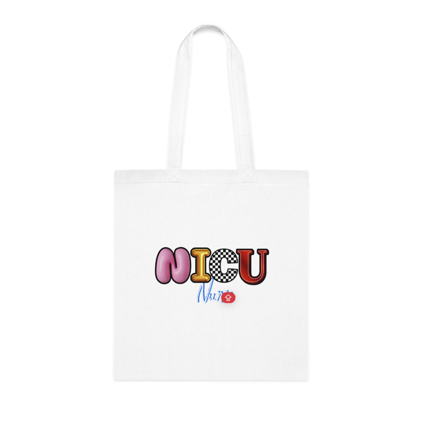 NICU Nurse Cotton Tote — Cute Neon Letters Baby Care Tote Bag for Healthcare Workers