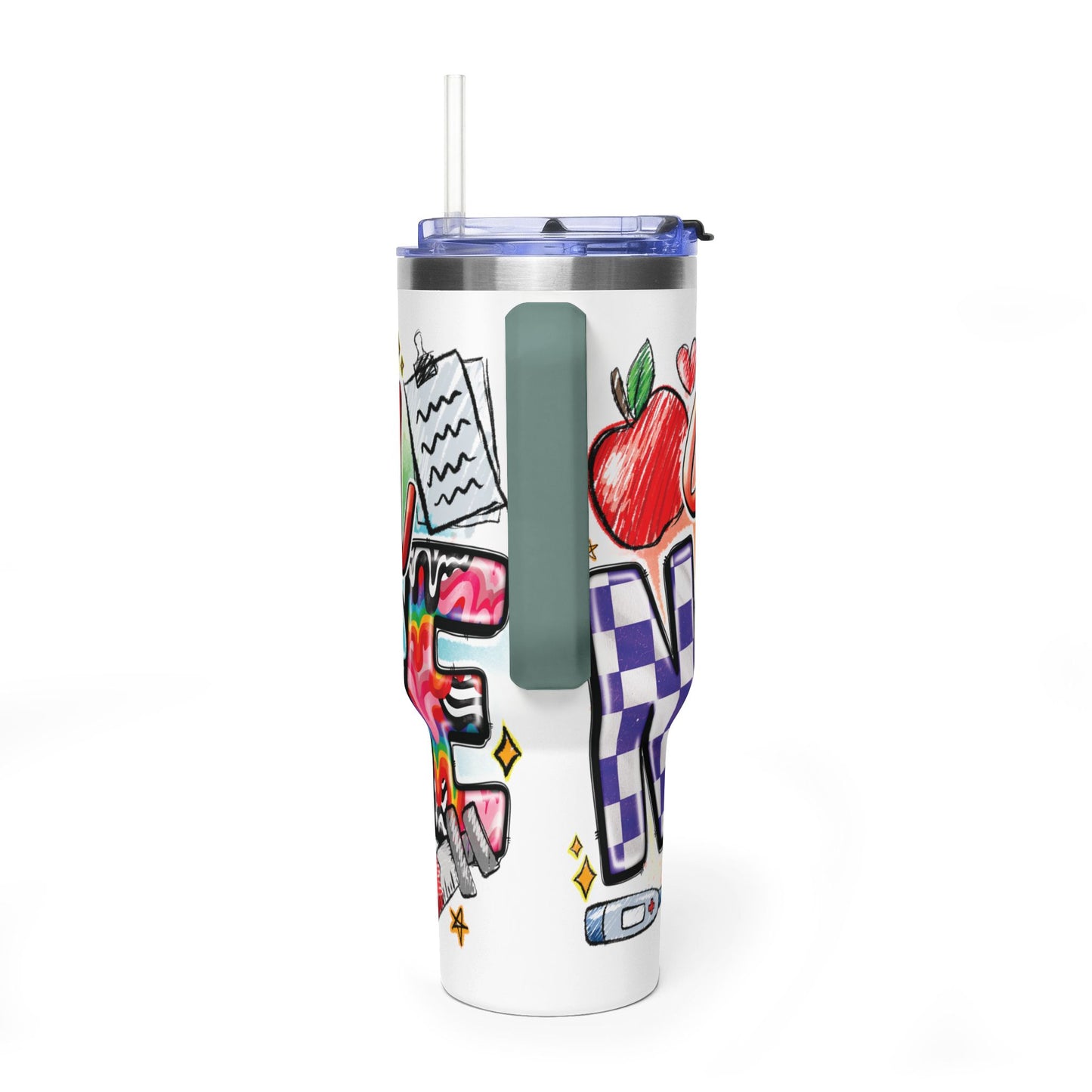 School Nurse 40oz Vacuum Tumbler – Insulated Travel Mug with Handle (School Nurse Design)