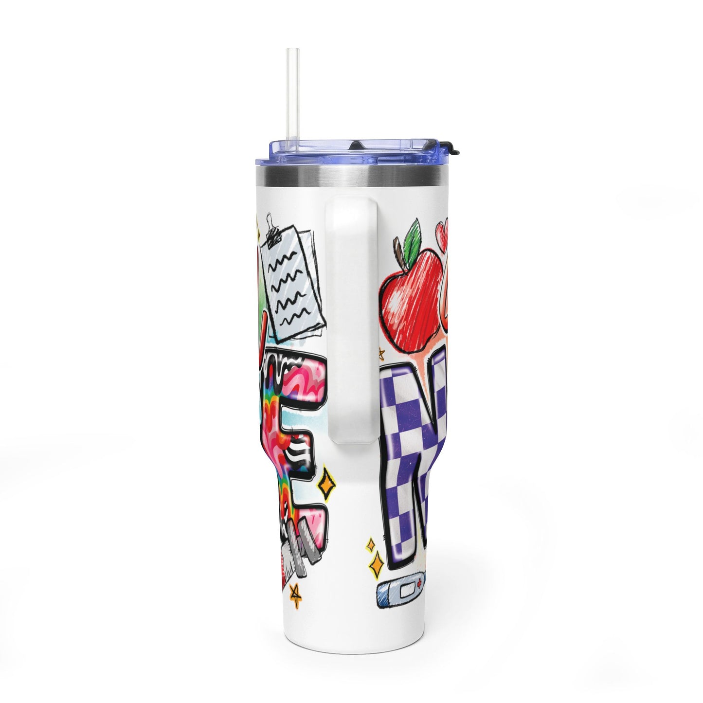 School Nurse 40oz Vacuum Tumbler – Insulated Travel Mug with Handle (School Nurse Design)