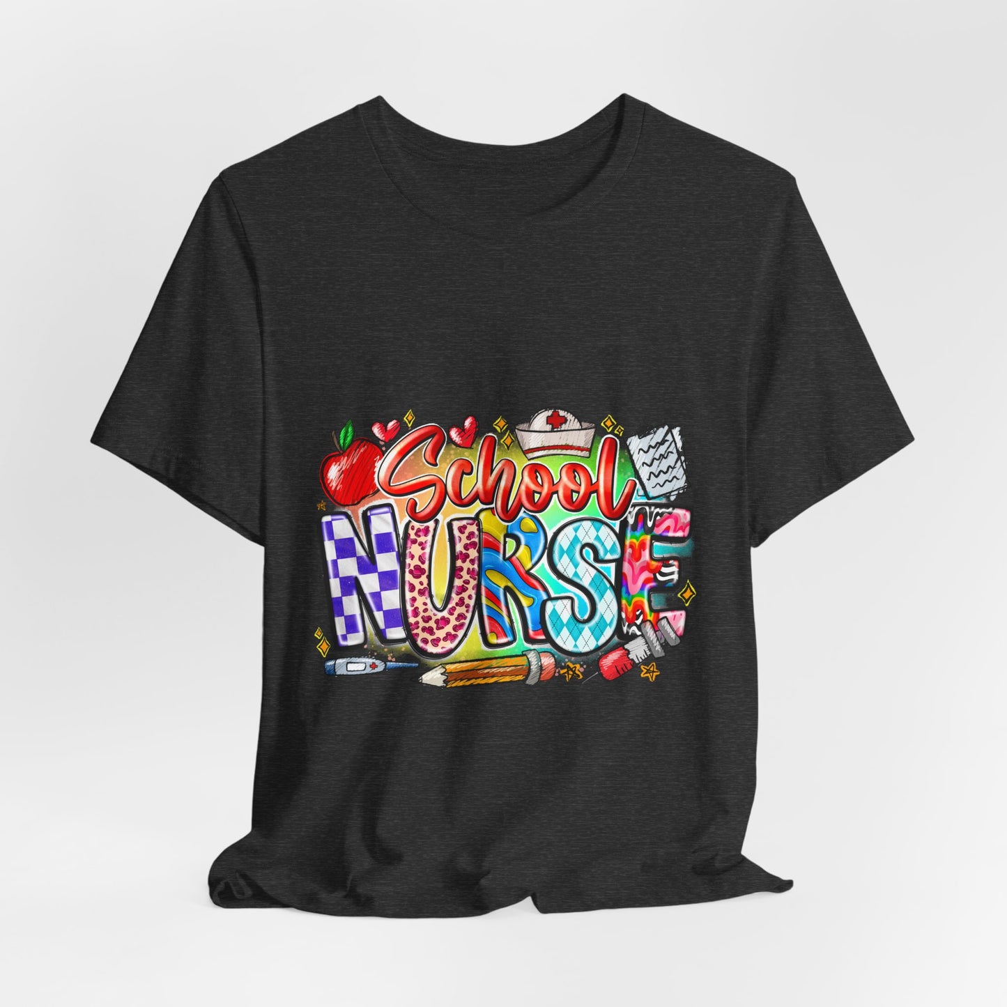 School Nurse T-Shirt – Colorful Cute School Nurse Graphic Tee (Back-to-School Gift)