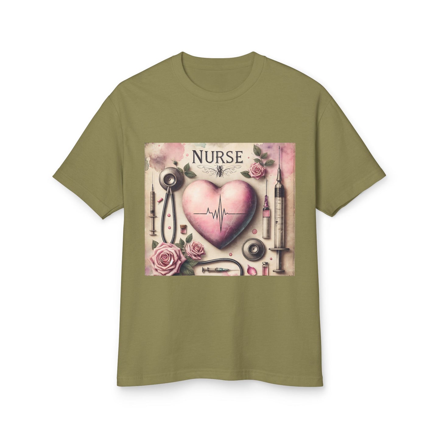 Nurse Heartbeat Graphic Tee — Romantic Medical Tools Design