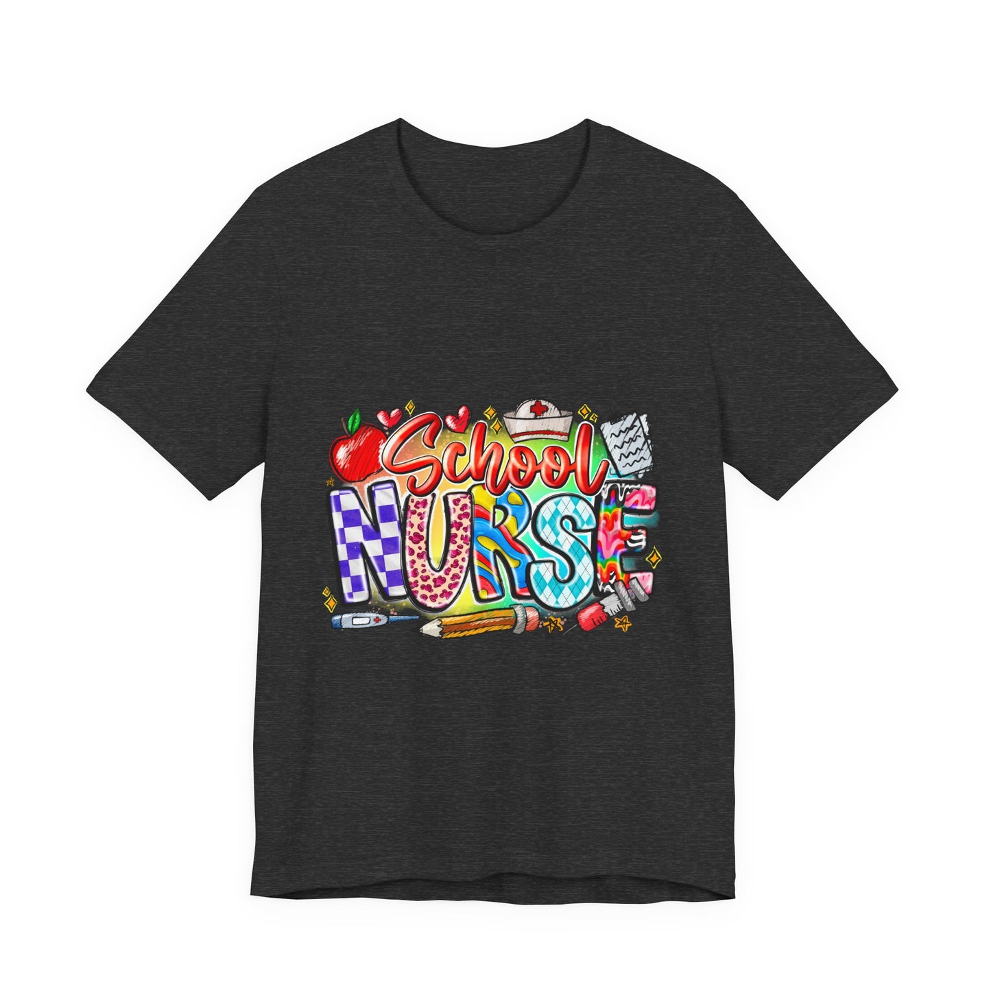 School Nurse T-Shirt – Colorful Cute School Nurse Graphic Tee (Back-to-School Gift)