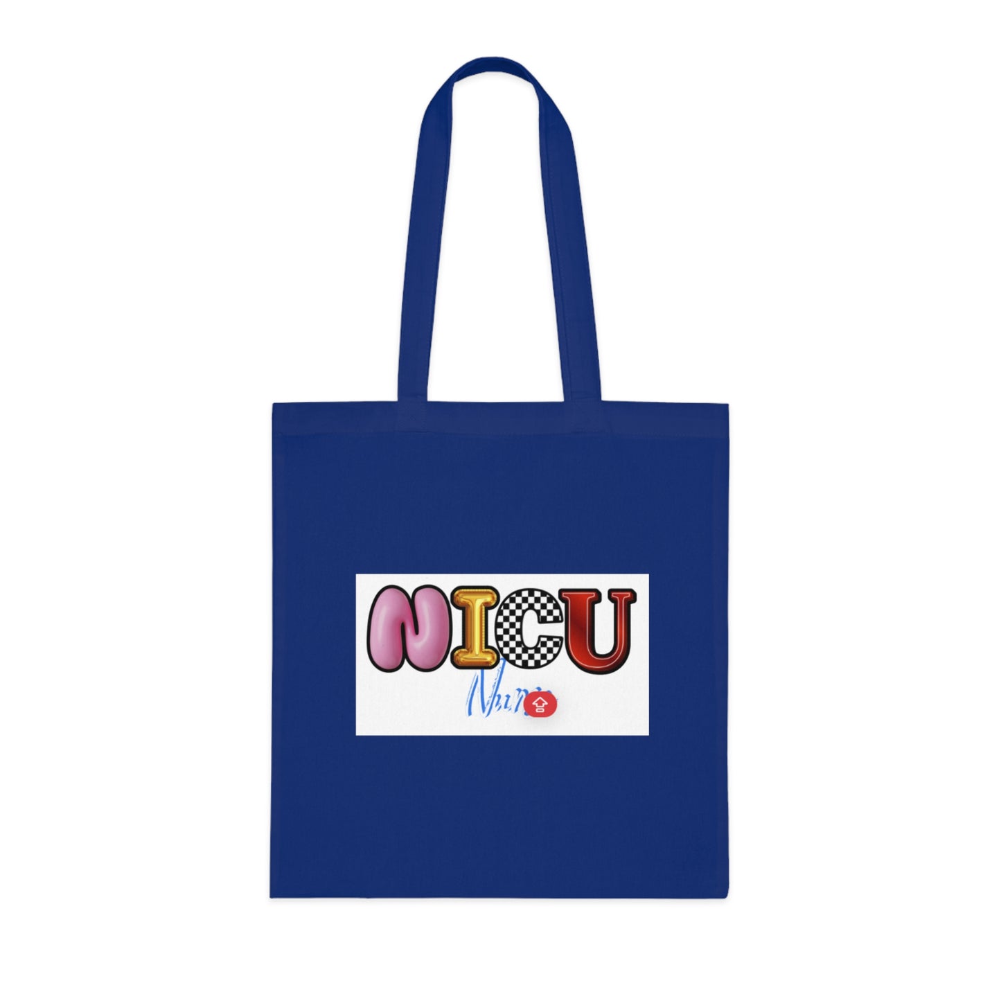 NICU Nurse Cotton Tote — Cute Neon Letters Baby Care Tote Bag for Healthcare Workers
