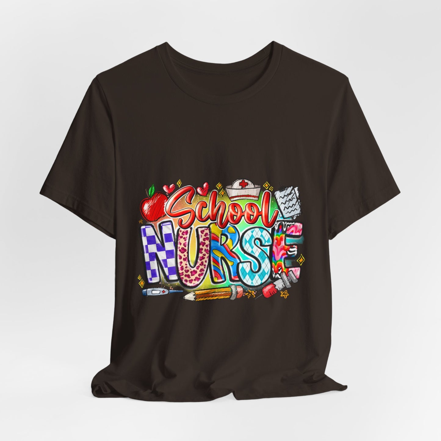 School Nurse T-Shirt – Colorful Cute School Nurse Graphic Tee (Back-to-School Gift)