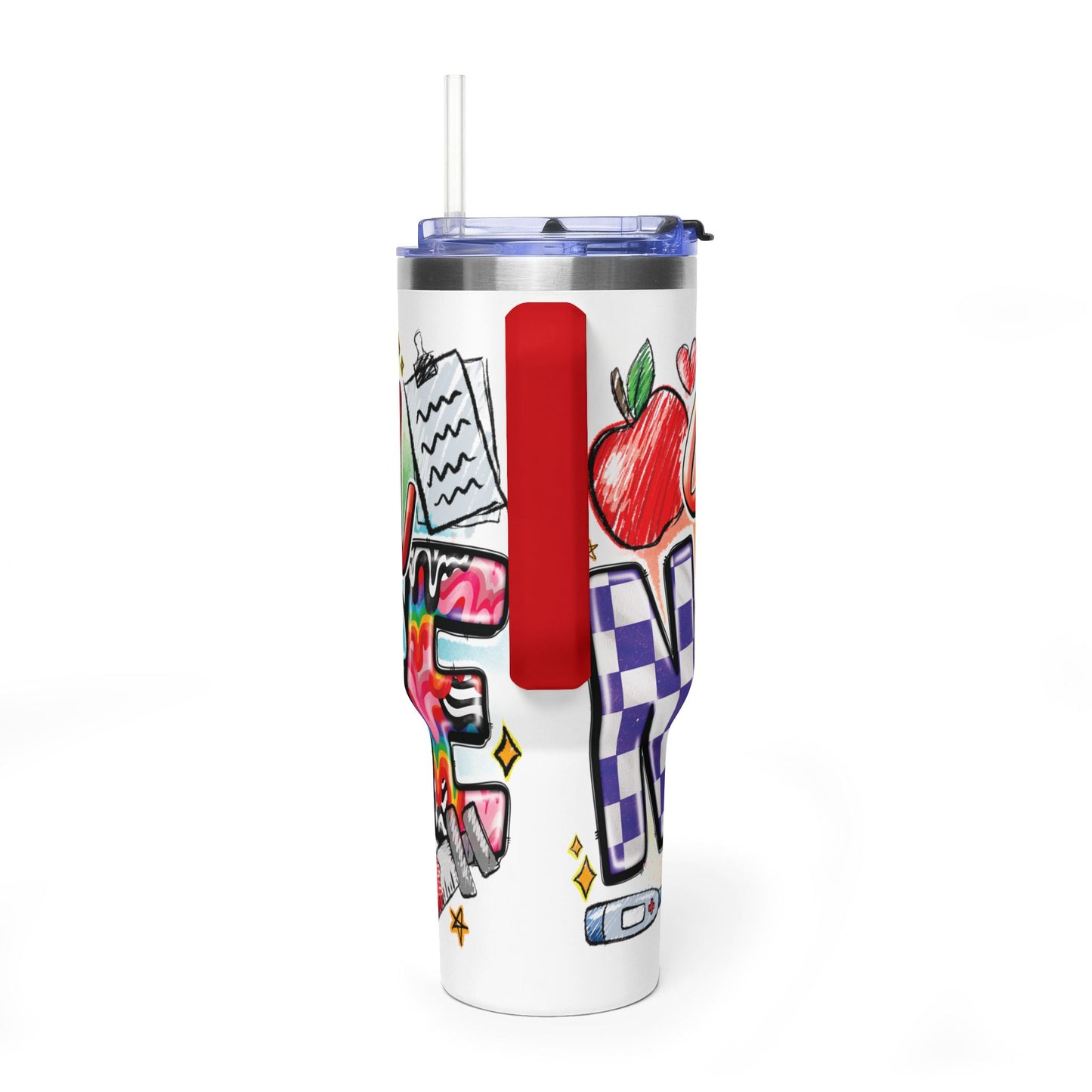 School Nurse 40oz Vacuum Tumbler – Insulated Travel Mug with Handle (School Nurse Design)