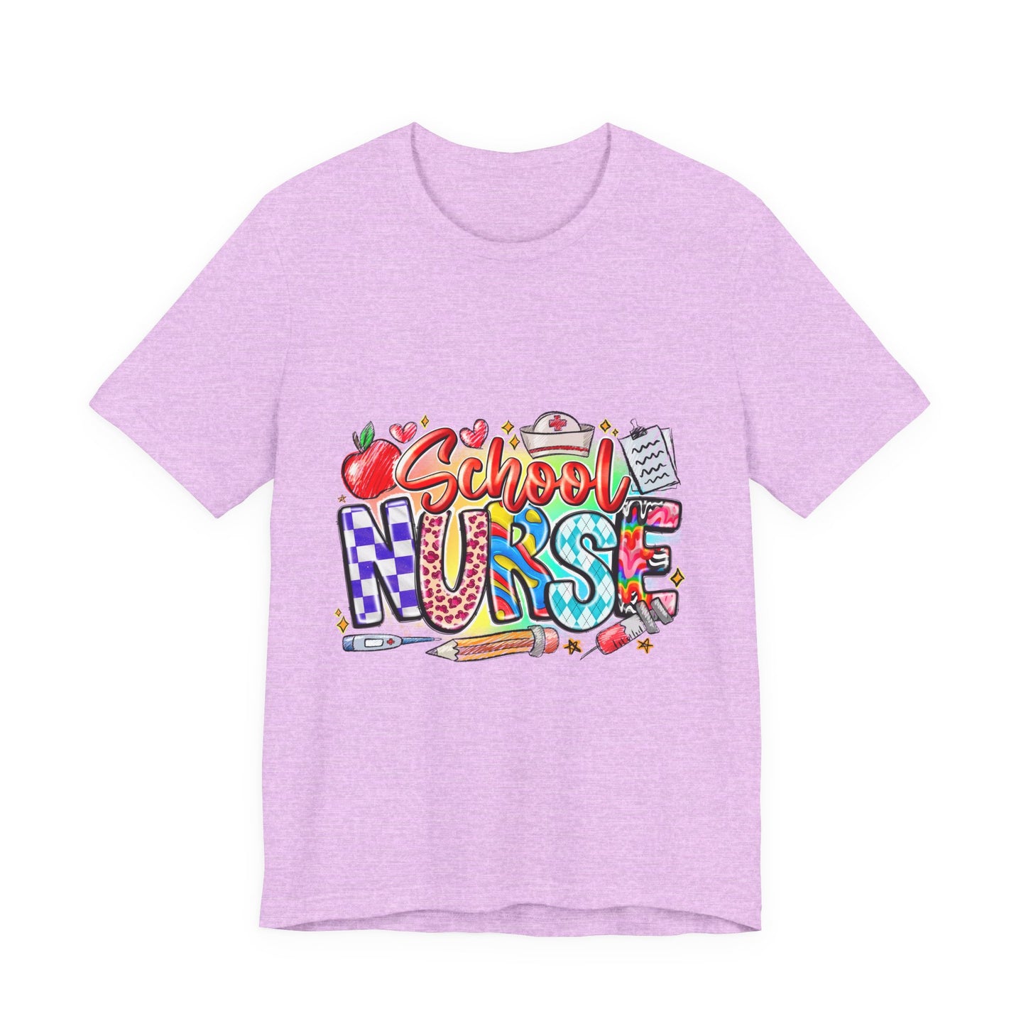 School Nurse T-Shirt – Colorful Cute School Nurse Graphic Tee (Back-to-School Gift)