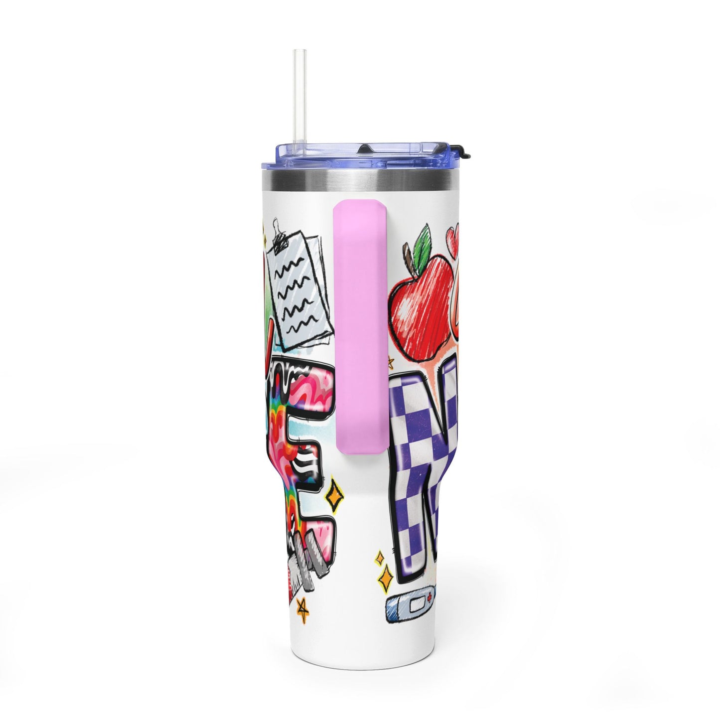 School Nurse 40oz Vacuum Tumbler – Insulated Travel Mug with Handle (School Nurse Design)