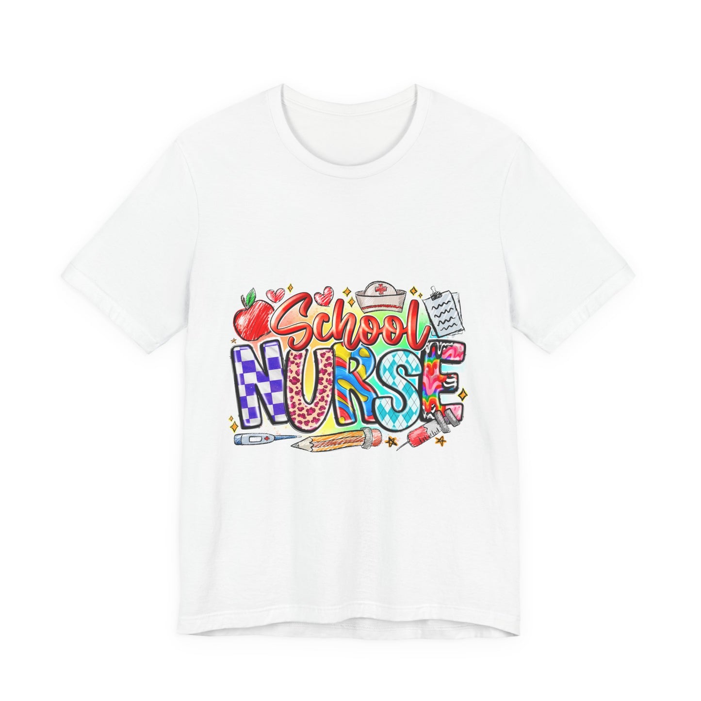 School Nurse T-Shirt – Colorful Cute School Nurse Graphic Tee (Back-to-School Gift)