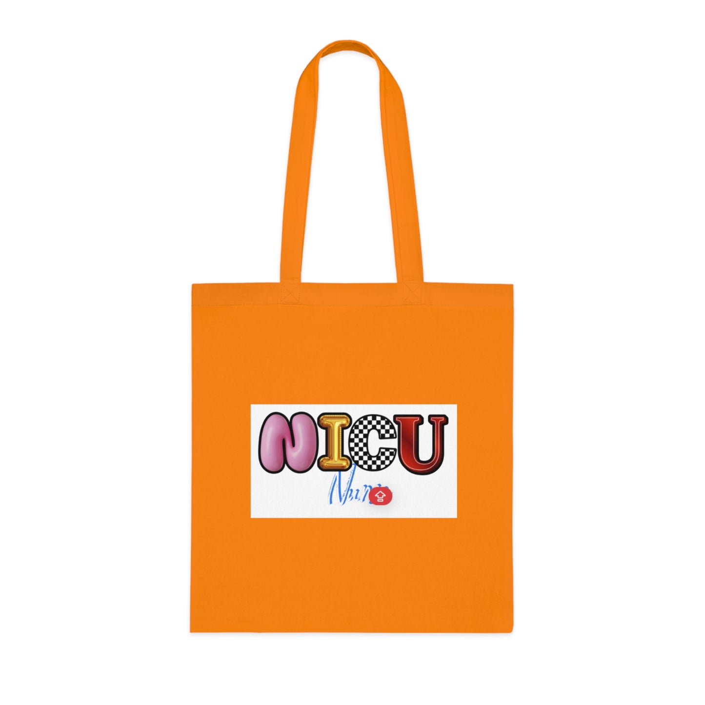 NICU Nurse Cotton Tote — Cute Neon Letters Baby Care Tote Bag for Healthcare Workers