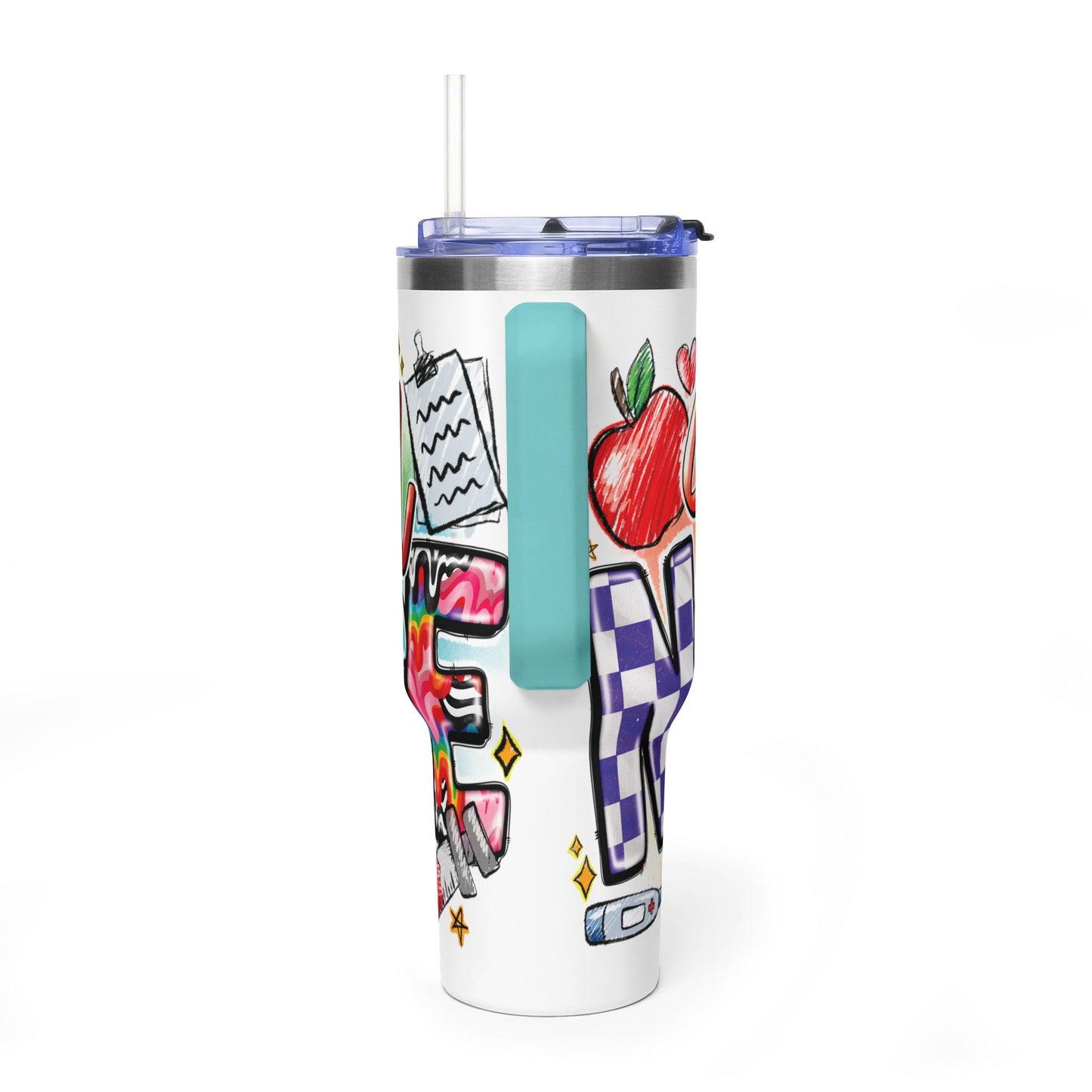 School Nurse 40oz Vacuum Tumbler – Insulated Travel Mug with Handle (School Nurse Design)