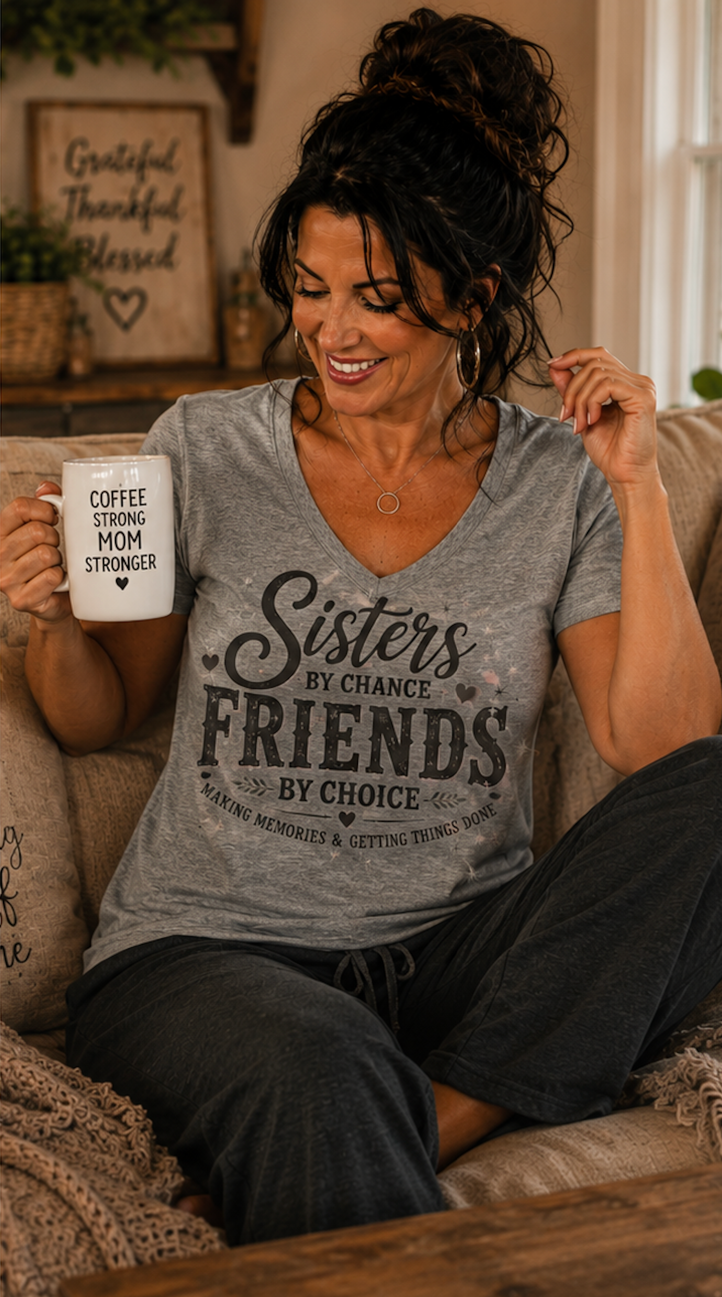 Bella Canvas Athletic Heather Tee - SIsters by Chance Friends by Choice