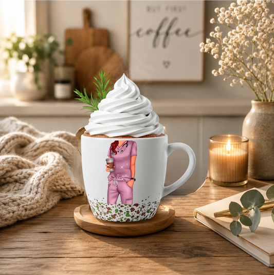 Nurse Mug 15oz — "Not All Superheroes Wear Capes" Floral Scrubs Coffee Cup