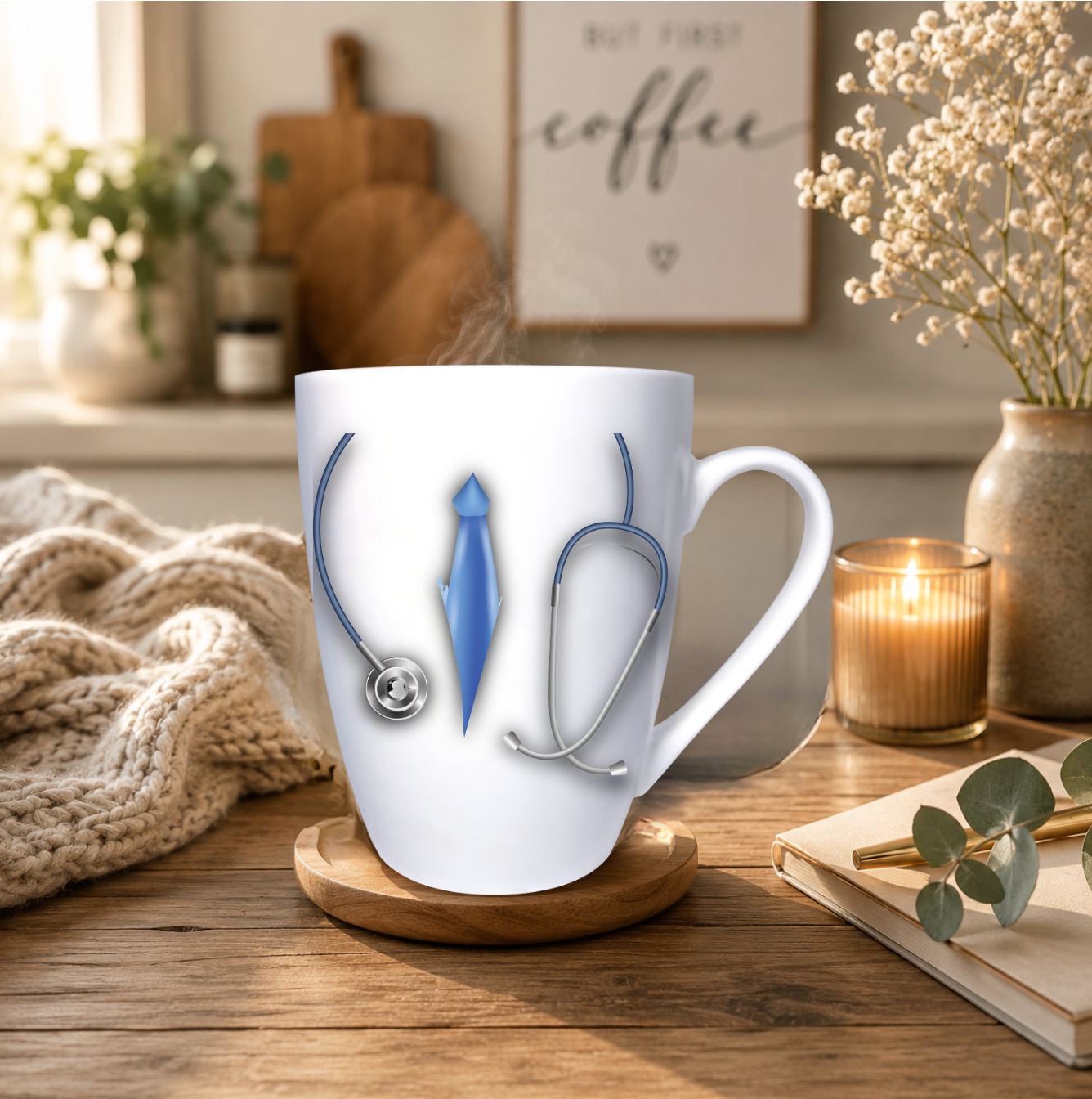 Nurse Stethoscope Insulated Coffee Mug — 10oz Travel Tumbler for Healthcare Professionals