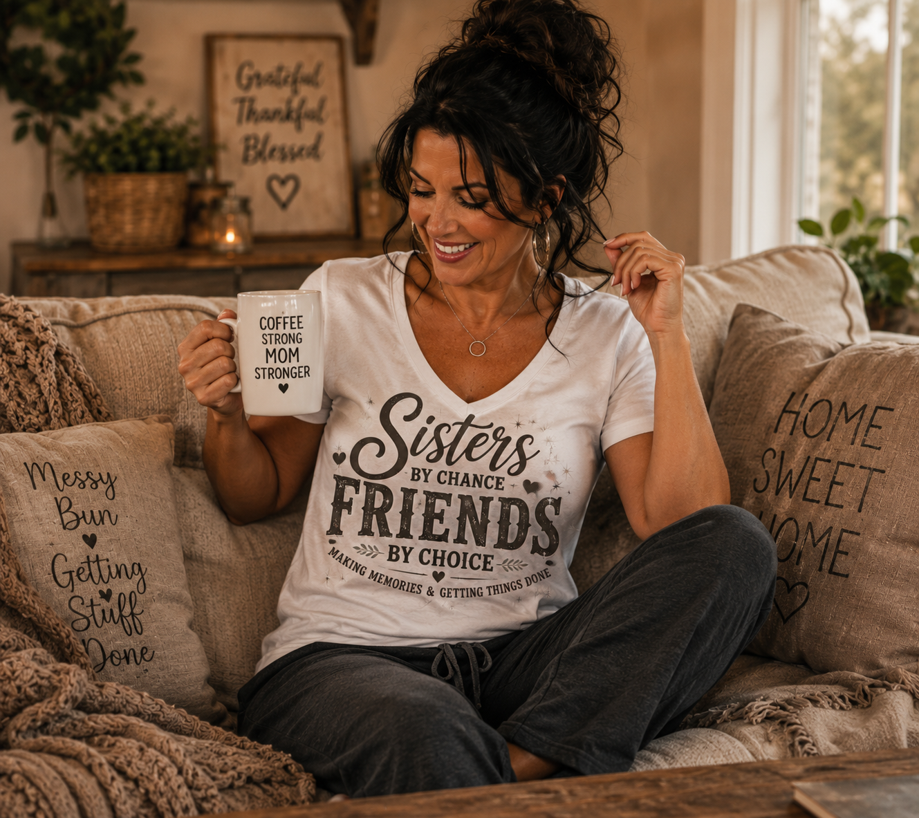 Bella Canvas Athletic Heather Tee - SIsters by Chance Friends by Choice